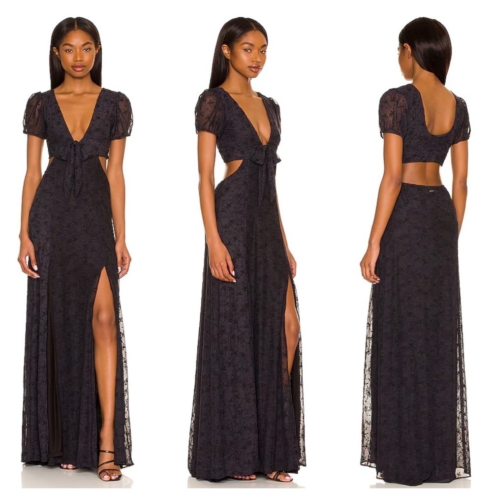 Maaji Madison Long Mesh Dress in Black Size L